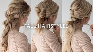 3 EASY FALL HAIRSTYLES 🍁 Perfect for medium  long hair lengths [upl. by Reagen]