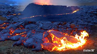 Iceland Volcano Eruption amp Lava Flow  Walking Next to a Lava  Geldingadalir 🌋 [upl. by Mcintosh]