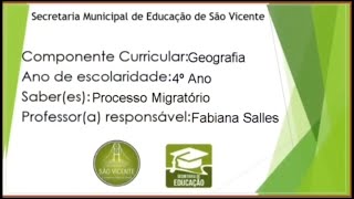 4º ano  Geografia  Vídeo 01  Processo Migratório [upl. by Fin481]