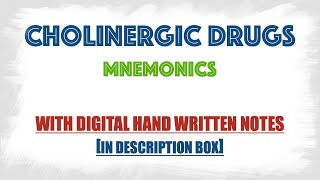 Cholinergic Drugs classification with Mnemonics [upl. by Bibi]