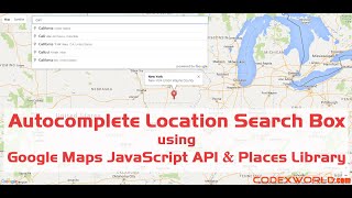 Autocomplete Places Search Box using Google Maps JavaScript API [upl. by Iral550]