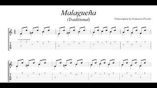 Spanish Guitar Flamenco  Malagueña Traditional FREE TAB [upl. by Nuajed669]