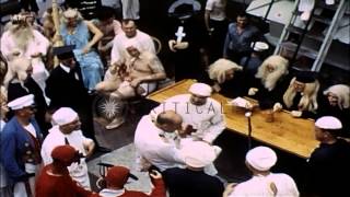 US Navy performs shellback initiation on USS Marblehead CL12  HD Stock Footage [upl. by Eissolf]