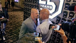 Chuck Liddell Tito Ortiz Face Off on UFC Hall of Fame Red Carpet  MMA Fighting [upl. by Nylirac]