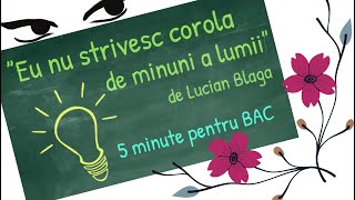 ”Eu nu strivesc corola de minuni a lumii” de Lucian Blaga Bacalaureat [upl. by Leyla162]