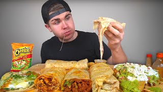 Cheesy Mexican Food Mukbang Round 2 Burritos Loaded Tostada Fish Taco [upl. by Pacheco]