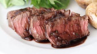 Filet Mignon With Port Wine Reduction Sauce Cast Iron Skillet Steak Recipe [upl. by Gillespie]