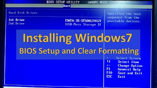 Installing Windows7  BIOS Setup and Clear Formatting [upl. by Sivad]