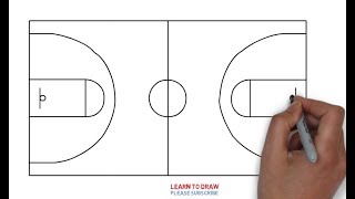 How To Draw a Basketball Court Step By Step Easy [upl. by Elleinod]