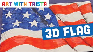 How to Draw a 3D American Flag  Art With Trista [upl. by Luhey656]