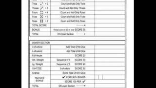 yahtzee score card template [upl. by Sadnalor]