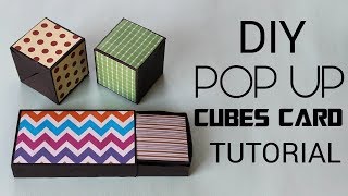 Pop up Cubes Card  How To Make Pop up Cubes in a Box Tutorial [upl. by Oiralih]