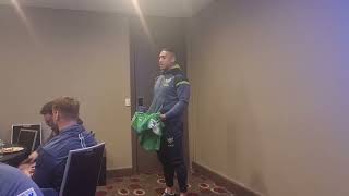 Wighton presents Hopoate with debut jersey [upl. by Madelle]