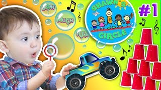 Shawns Circle POPPING BUBBLES Family Fun Games 1  DOH MUCH FUN [upl. by Rimaj]