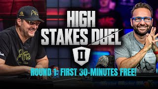 High Stakes Duel II  Round 1  Phil Hellmuth vs Daniel Negreanu [upl. by Zurek856]