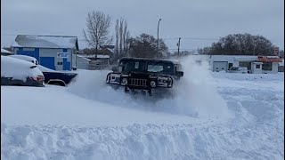 Hummer H1 Plays in Snow [upl. by Znerol501]