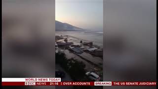 75 earthquake causes tsunami Palu Indonesia  BBC News  28th September 2018 [upl. by Manvil]