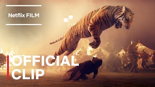 RRR  Tiger Fight Scene  Jr NTR Entry  Netflix [upl. by Ssepmet]