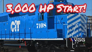 3000 HP Turbo V16 Locomotive Start Up And Tour [upl. by Llenaj620]