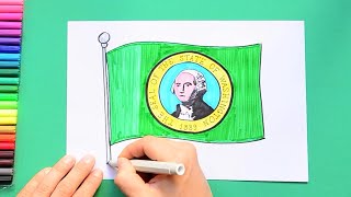 How to draw the Flag of Washington State USA [upl. by Uzia250]