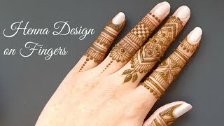 Easy DIY mehndi henna design on fingers [upl. by Ainessey947]