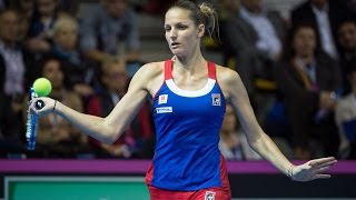 Highlights Kristina Mladenovic FRA v Karolina Pliskova CZE [upl. by Enidlarej]