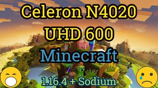 Celeron N4020  UHD 600  MINECRAFT Sodium [upl. by Nylad]