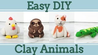 Easy Clay Animals for Beginners 5│4 in 1 Polymer Clay Tutorial [upl. by Onihc]