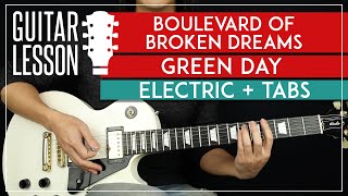 Boulevard Of Broken Dreams Electric Guitar Tutorial 🎸 Green Day Guitar Lesson TABS  Solo [upl. by Waine921]