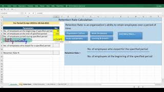 Retention Rate Explanation Formula and Calculation in Excel  Employee Retention Rate [upl. by Frederico]