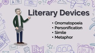 ESL  Literary Devices Onomatopoeia Personification Simile and Metaphor [upl. by Coh174]