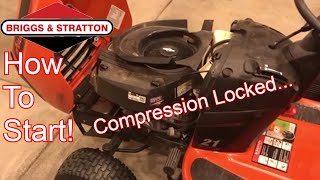 Start Compression Locked Briggs amp Stratton Engine [upl. by Trela]