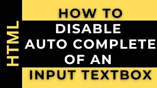 Turn off autocomplete suggestions on input field html [upl. by Abigail]