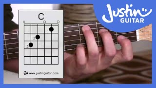 C Chord  Guitar For Beginners  Stage 3 Guitar Lesson  JustinGuitar BC132 [upl. by Alletse139]