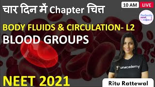 L2 Blood Groups  Body Fluids and Circulation  4 Din me Chapter Chitt  NEET 2021  Ritu Rattewal [upl. by Onailil]