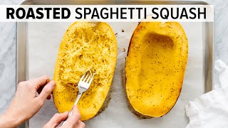 HOW TO COOK SPAGHETTI SQUASH  easy roasted spaghetti squash recipe [upl. by Obaza]