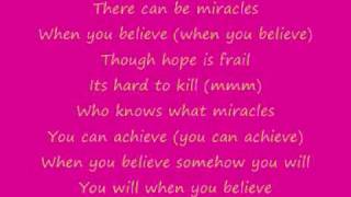 When You Believe by Whitney Houston ftMariah Carey lyrics [upl. by Haelak]