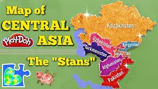 CENTRAL ASIA MAP  Learn The Stans  World Geography for Kids [upl. by Manella]