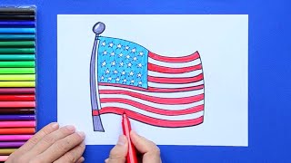 How to draw the National Flag of USA [upl. by Centonze632]