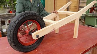 Woodworking Project Combined With Old Moto Wheel  How To Make The Easiest wheelbarrow  DIY [upl. by Herrington211]