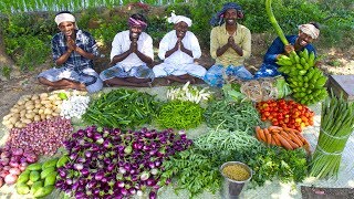 KING of VEGETABLE Recipe  SAMBAR Recipe with Four Side Dish  Veg Village Food Cooking in Village [upl. by Nylear876]