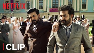 Ram Charan Saves Jr NTR At The Party  RRR Hindi Movie Scene  Netflix India [upl. by Noiroc46]