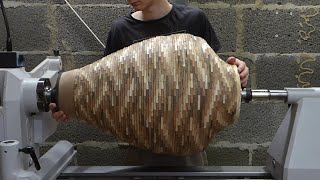 Turning a HUGE Segmented Vase  Woodturning [upl. by Gleich534]