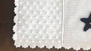 Tunus İşi Bebek Battaniyesi Kenar Modeli Baby blanket crochet [upl. by Ahseek]