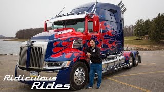 World’s First FanBuilt Optimus Prime  RIDICULOUS RIDES [upl. by Nodmac709]