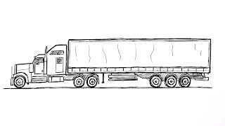 How to draw a Semi Truck  Drawing Tutorial [upl. by Llovera]