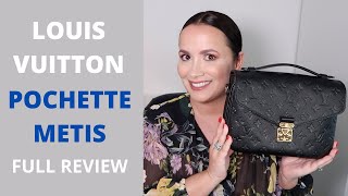 Louis Vuitton Pochette Metis Handbag in Empreinte Noir Full Review and What Fits Inside  Mod Shots [upl. by Amak]