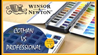 🎨COTMAN vs PROFESSIONAL  WINSOR amp NEWTON watercolour COMPARISON and REVIEW 2018 [upl. by Maybelle]