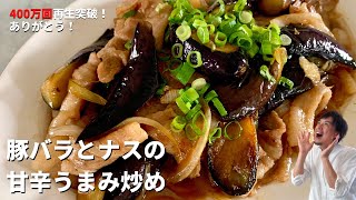 【450万回再生人気レシピ】ご飯がとにかくすすむ！ナスの最高の炒め方を伝授！しっとり豚とやわらかナスの甘辛うまみ炒めの作り方 [upl. by Adnalahs]