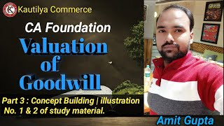 CA Foundation  Partnership  Valuation of Goodwill  Concept Building  illustration 1 amp 2 [upl. by Stelle701]